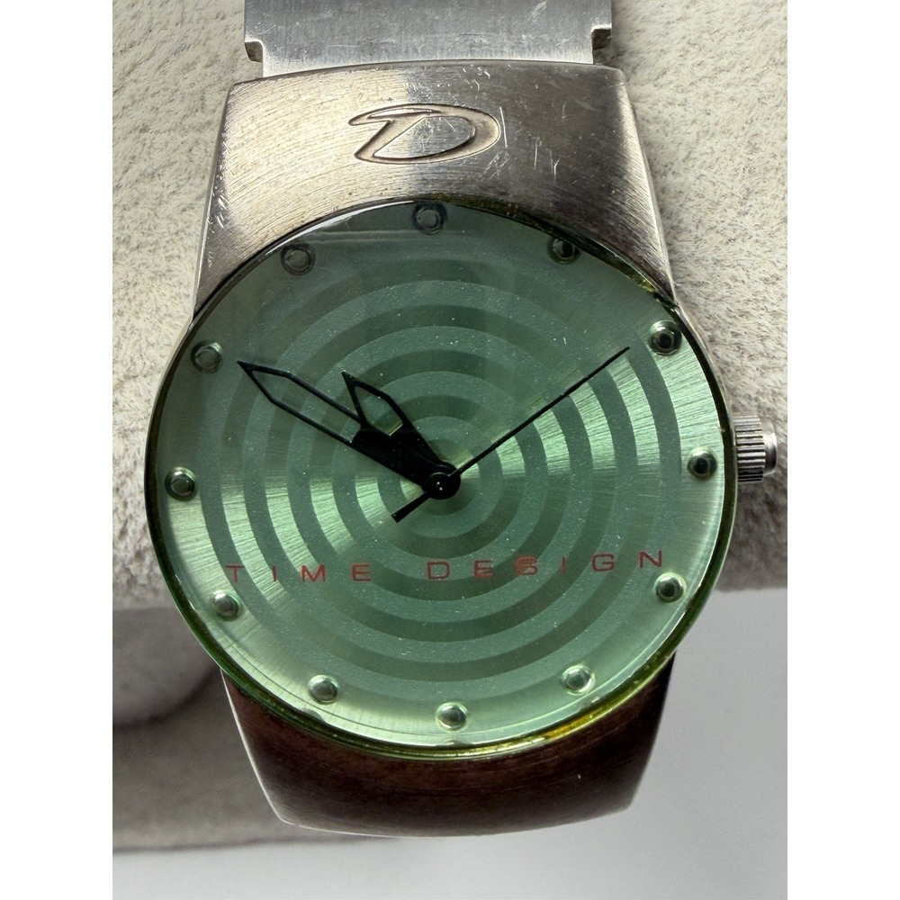 Time Design‎ Zirconium Unisex Watch New Battery 32MM 7.25" Green Dial